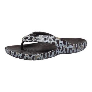 Crocs Classic Flip Flops Unisex Thong Khaki Leopard Mens Size 8 Womens Size 10